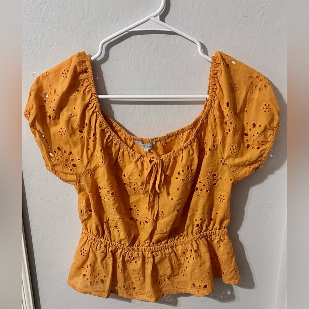 Chic Orange Eyelet Crop Top